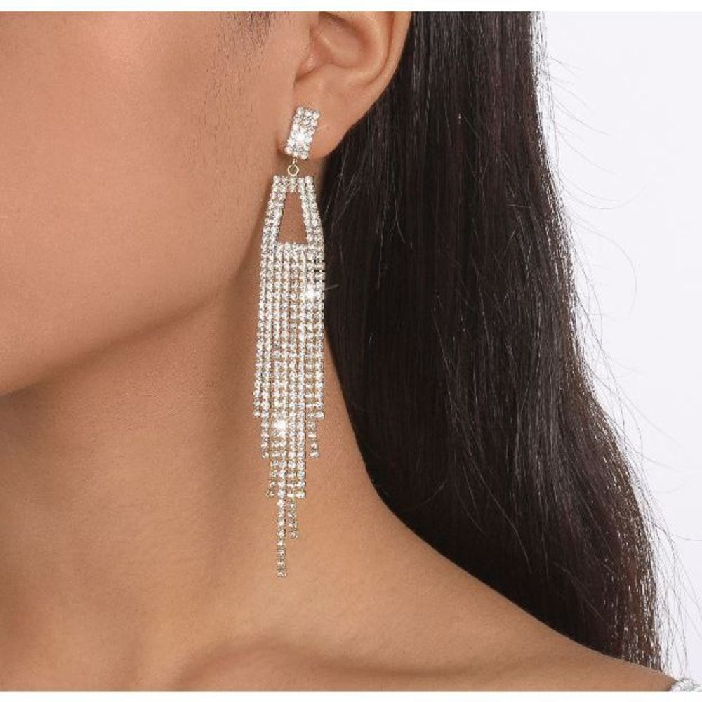 Rhinestone Tassel Earrings